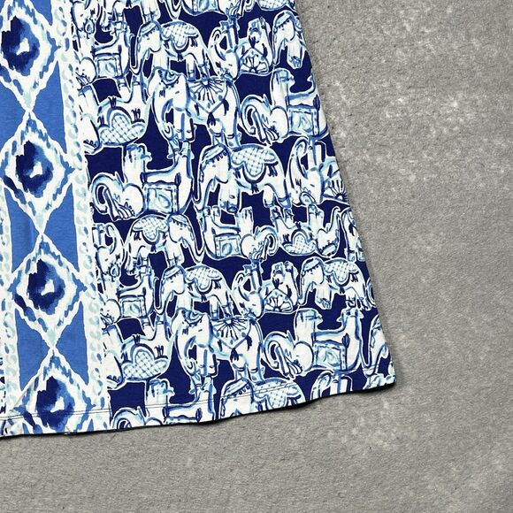 Lilly Pulitzer Dress Womens Medium Blue/White Ophelia Dress Get Trunky Pattern - Picture 4 of 13